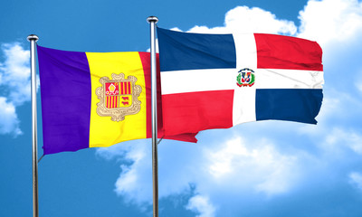 Andorra flag with Dominican Republic flag, 3D rendering
