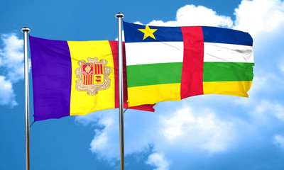 Andorra flag with Central African Republic flag, 3D rendering