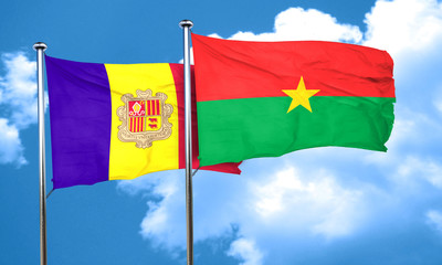 Andorra flag with Burkina Faso flag, 3D rendering