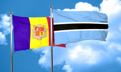 Andorra flag with Botswana flag, 3D rendering