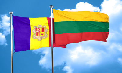 Andorra flag with Lithuania flag, 3D rendering