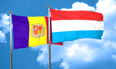 Andorra flag with Luxembourg flag, 3D rendering