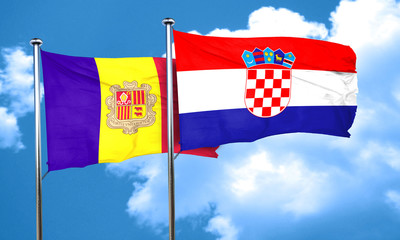 Andorra flag with Croatia flag, 3D rendering