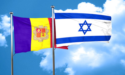 Andorra flag with Israel flag, 3D rendering