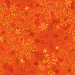 Orange floral seamless pattern