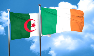 algeria flag with Ireland flag, 3D rendering