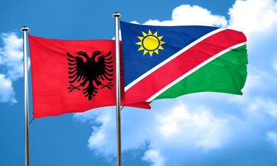 Albania flag with Namibia flag, 3D rendering