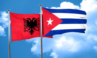 Albania flag with cuba flag, 3D rendering