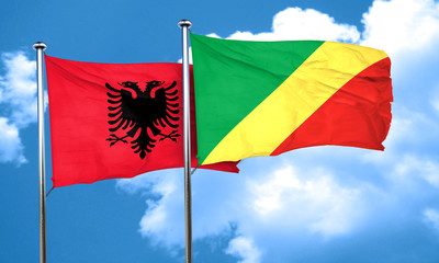 Albania flag with congo flag, 3D rendering