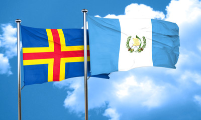 aland islands with Guatemala flag, 3D rendering