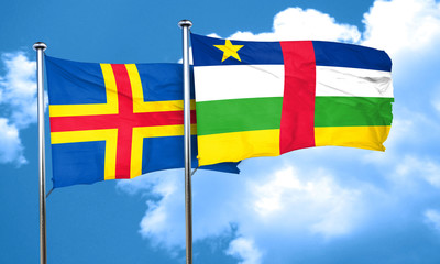 aland islands with Central African Republic flag, 3D rendering
