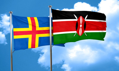 aland islands with Kenya flag, 3D rendering