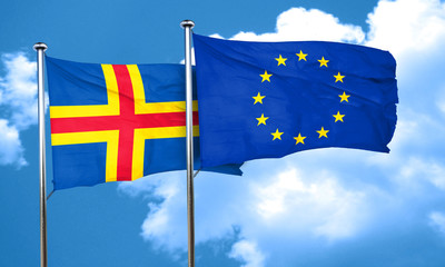 aland islands with european union flag, 3D rendering