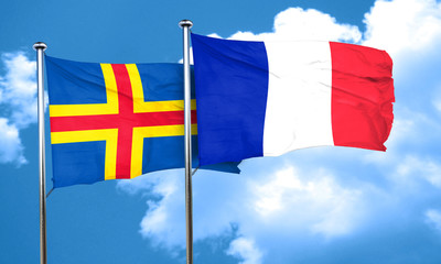 aland islands with France flag, 3D rendering