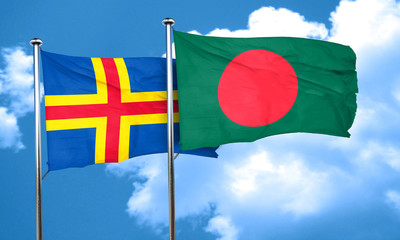 aland islands with Bangladesh flag, 3D rendering