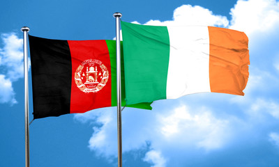 Afghanistan flag with Ireland flag, 3D rendering