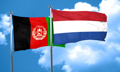 Afghanistan flag with Netherlands flag, 3D rendering