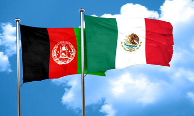Afghanistan flag with Mexico flag, 3D rendering