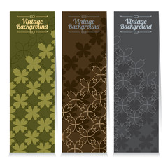 Vertical Banner Set Of Three Vintage Graphic Theme Vector Illustration.