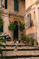 Fototapeta na wymiar Venetian street in Corfu