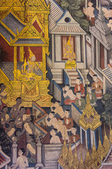 Mural at Wat Prakaew wall