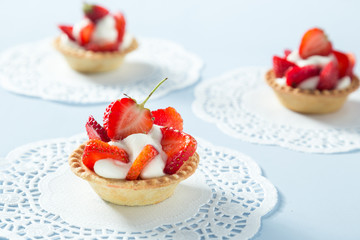 delicious strawberry cake served on the table