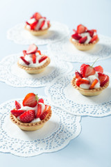 delicious strawberry cake served on the table