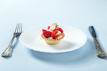 delicious strawberry cake served on the plate