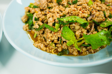 Spicy minced pork Thai food
