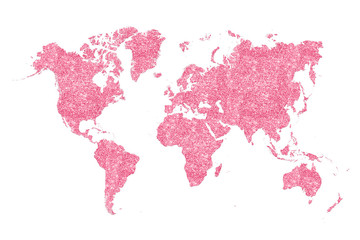 World map filled with pink glitter, plenty of space to put your own quote in.