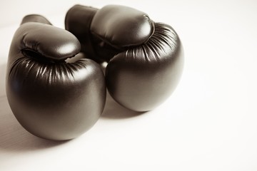 View of boxing gloves - obrazy, fototapety, plakaty