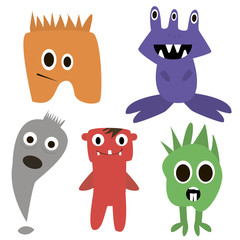 set of monsters in Flete muzzle funny children painted different