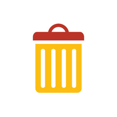 bin icon  yellow and red color