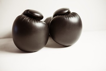 View of boxing gloves