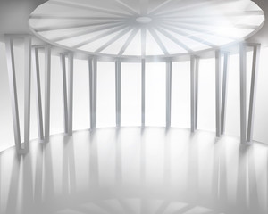 Round hall, large space. Vector illustration.