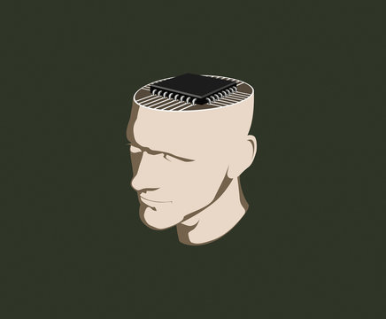 A man with a computer chip inside his head