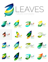 Futuristic design eco leaf logo set