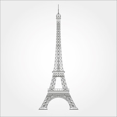 Fototapeta na wymiar Thin line Eiffel tower vector illustration icon -variable line-