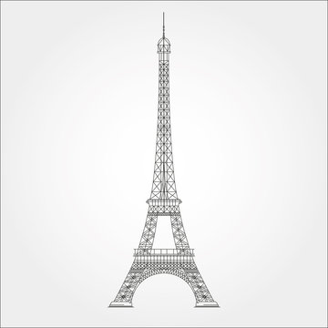 Thin line Eiffel tower vector illustration icon -variable line-