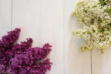 Lilac on a wooden background