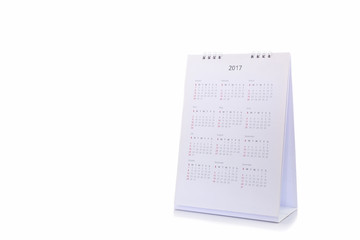 White paper desk spiral calendar 2017.
