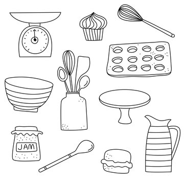 Food baking cooking kitchen icon doodle wallpaper