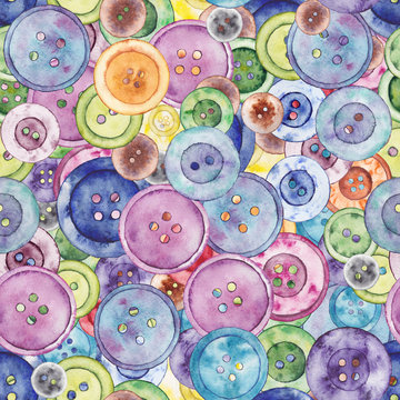 Seamless background with sewing buttons. Original hand drawn pattern.
