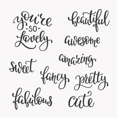 Friendship Family and Romantic love lettering set