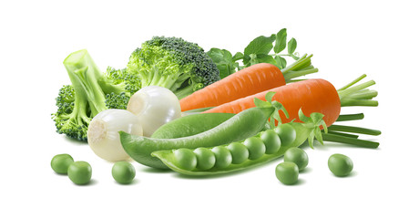 Carrot green apple 2 composition isolated on white background as package design element