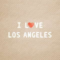 I love Los Angeles text on brown tissue paper