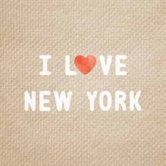 I love New York text on brown tissue paper