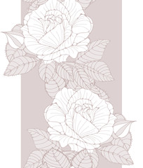 a romantic English style wallpaper band seamless tile with white roses and silver leaves