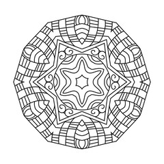 Abstract round ornament.  Mandala. Abstract background. Design for adult coloring book page