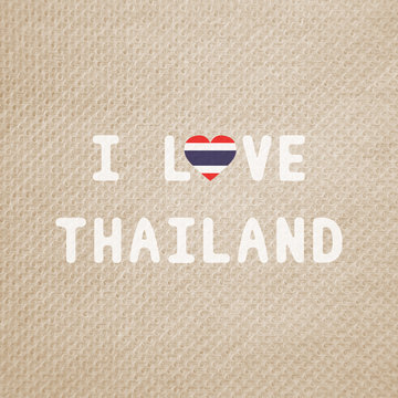 Love Thailand text on brown tissue paper